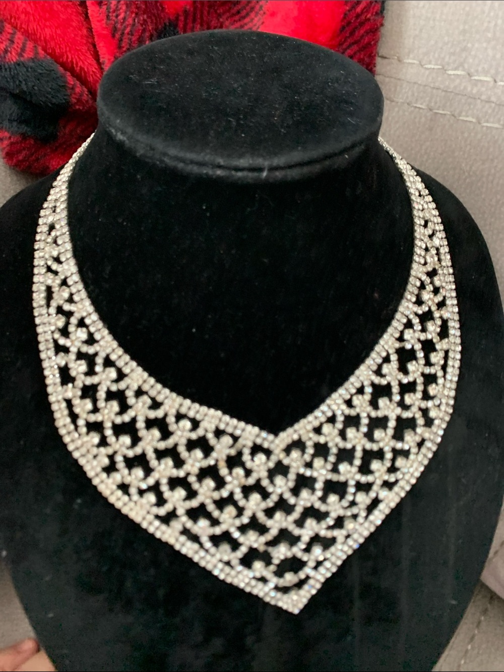 Crystal Lattice Statement Necklace - Silver